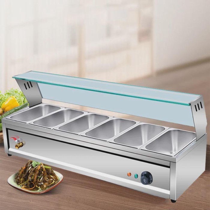 Buffet Food Warmer Stainless Steel 3-12 Pans with Glass Shield Commercial Countertop Bain Marie Ele