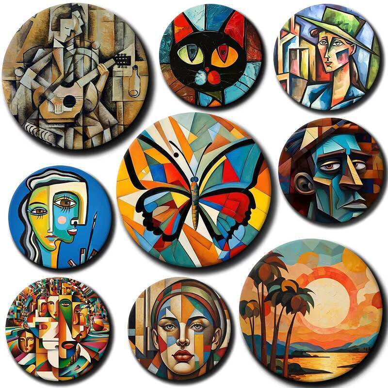 Art Pablo Picasso Cubism บทคัดย่อป้ายรอบประณีตเข็มกลัด Creative Pins สําหรับเสื้อผ้าหมวกกระเป๋าเป้สะ