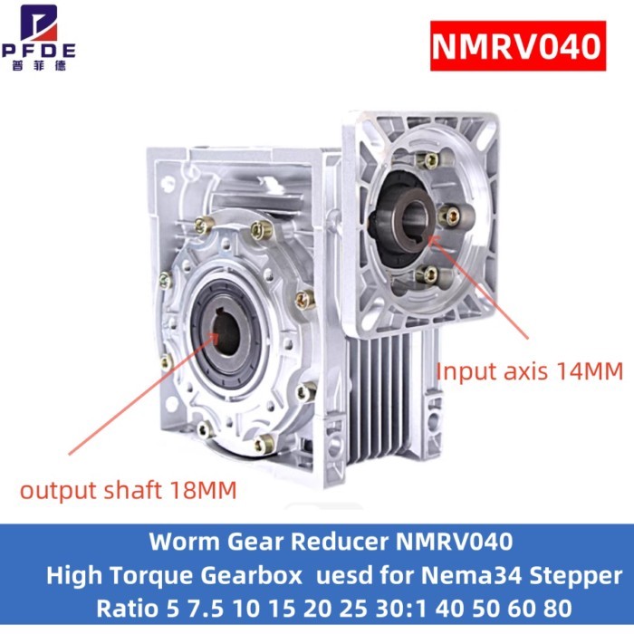 Worm Gear Reducer NMRV040 High Torque Gearbox Reducer uesd for Nema34 Stepper Motor Ratio 5 7.5 10