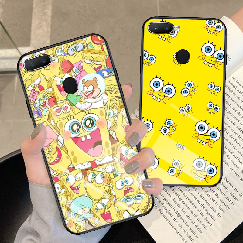 G-30 SpongeBob กระจกนิรภัยสําหรับ OPPO A3S A12S A11K A5S F9 A12E F7 A12 F5 A7 2018 Pro กรณี