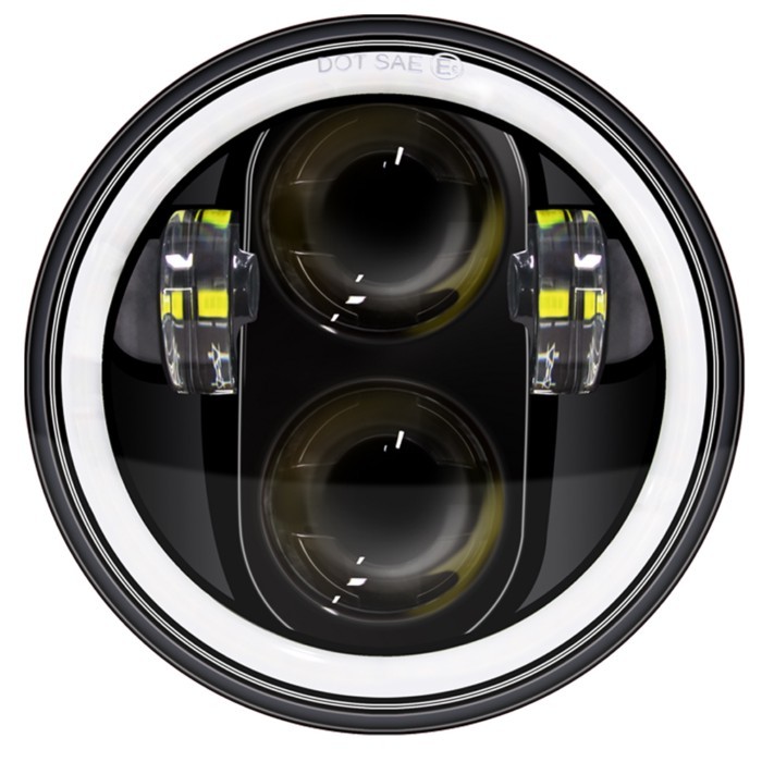 5.75 Inch Black Halo Angel Eyes LED Headlight For Harley Sportster 1200 883 Street 500 750 5-3/4" P