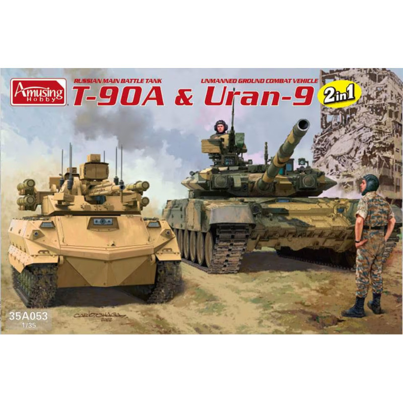 Amusing Hobby 35A053 Russian Main Battle Tank T-90A & Uran-9 1/35 Static model kit