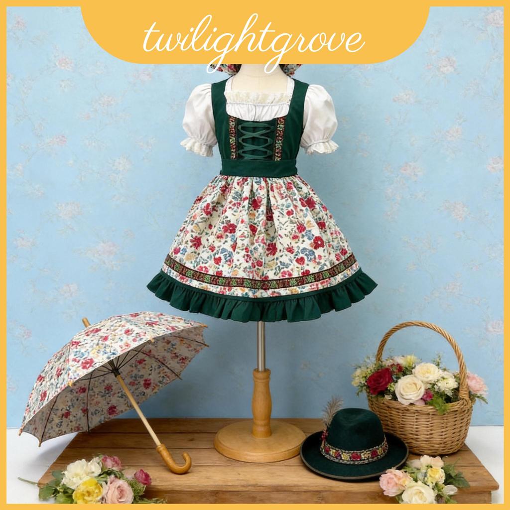 Oktoberfest Bavaria Girl Festival Dress พร้อมองค์ประกอบแบบดั้งเดิมสําหรับฉลองวัฒนธรรมและประสิทธิภาพ