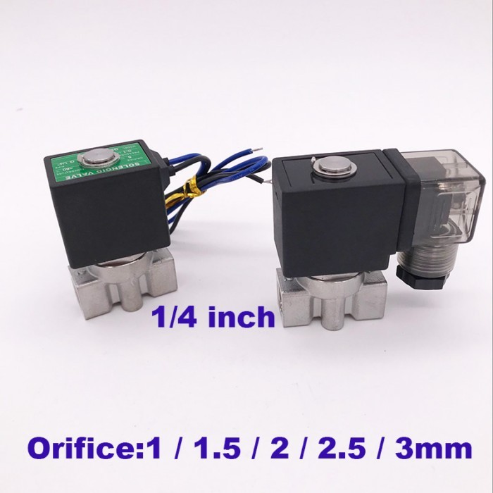 GOGO 0-50/25/15/10/7bar 2 way SS304 water solenoid valve G1/4" 12V DC Orifice 1mm/1.5mm/2mm/2.5mm/3