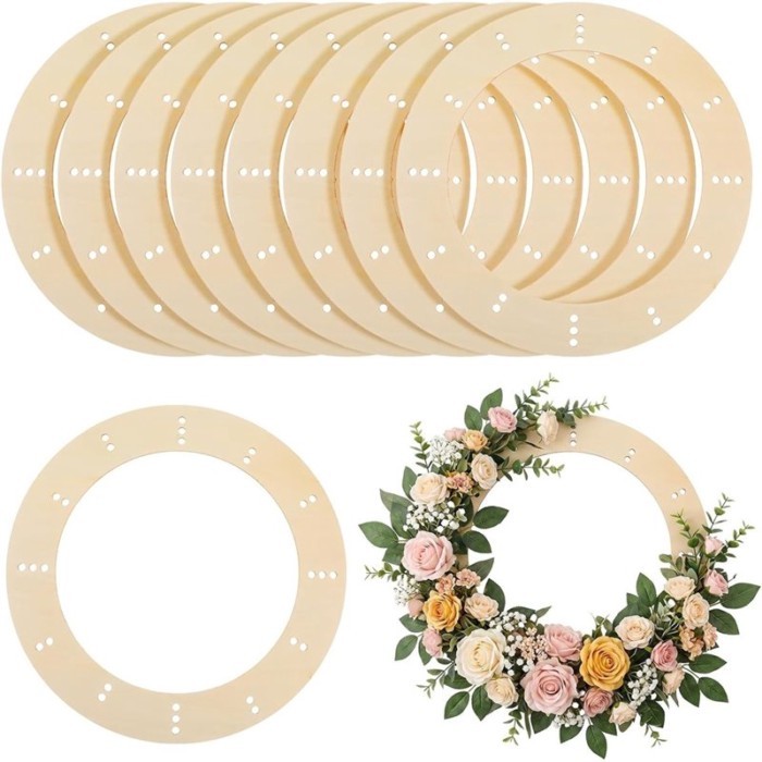 L68A Christmas For Crafts, Wedding,Holiday 11.82 Inch 10 Pack Unfinished Wooden Wreath Rings, For D