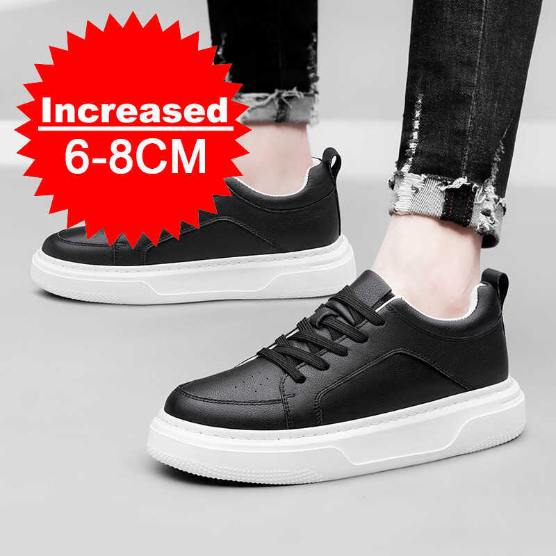 's Genuine Leather Elevator Shoes Invisible Breathable Heightening Shoes 6/8Cm Men's Casual Fashion