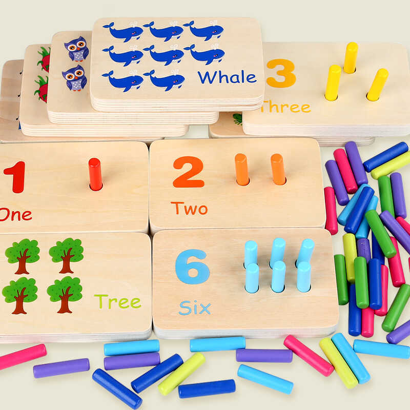 Stick Game Math 1-10 Number Cognition Color Matching Board Eduional Toys Math Color Learning Ching