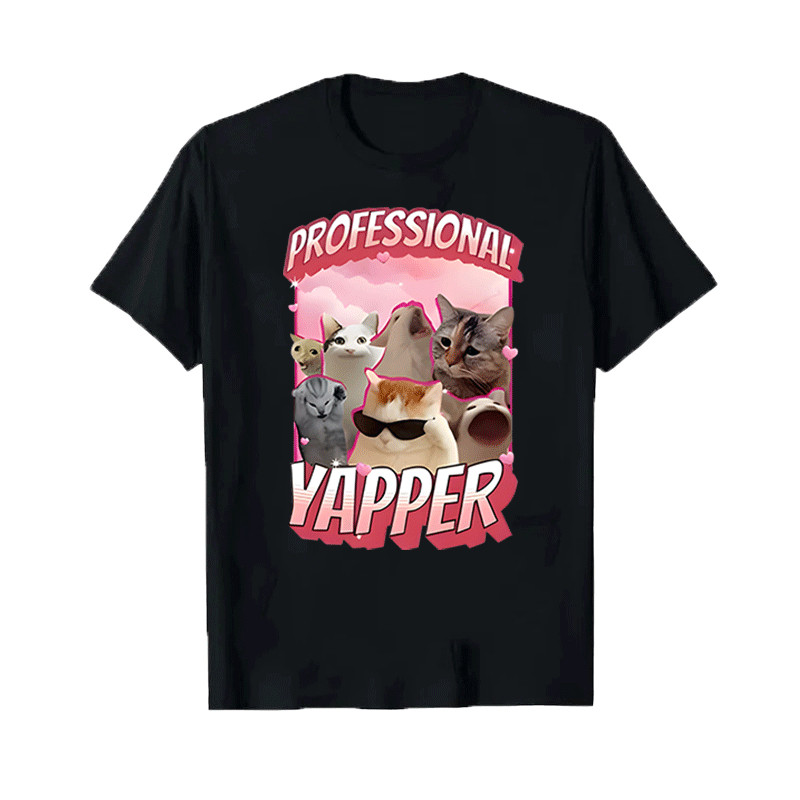 Professional Vaper แมวตลกกราฟิก T เสื้อผู้ชายผู้หญิงผ้าฝ้ายขนาดใหญ่แขนสั้น Tee