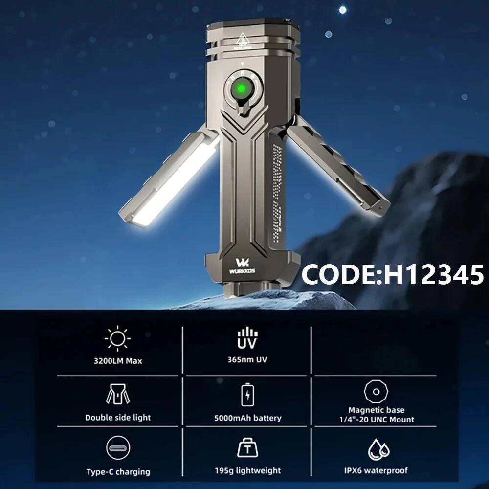 Wurkkos HD02 ไฟฉาย LED 21700 3200 Lumens ปรับสีได้จาก 3000K-6500K มีแม่เหล็กและยืดหยุ่น สำหรับการพกพ