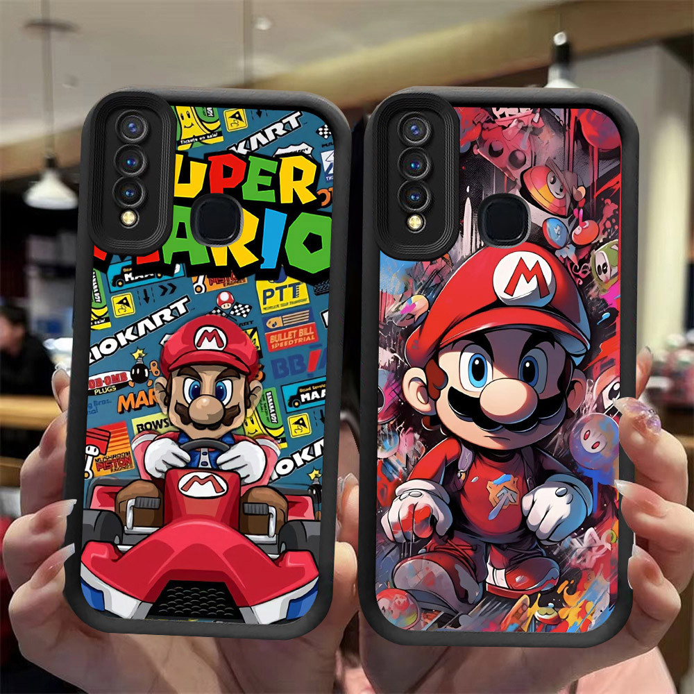 J-34 Mario ดำขาวชมพูเคสโทรศัพท์หรับ VIVO Y30 Y50 Y3S Y12 Y15 Y30i Y17 Y17S