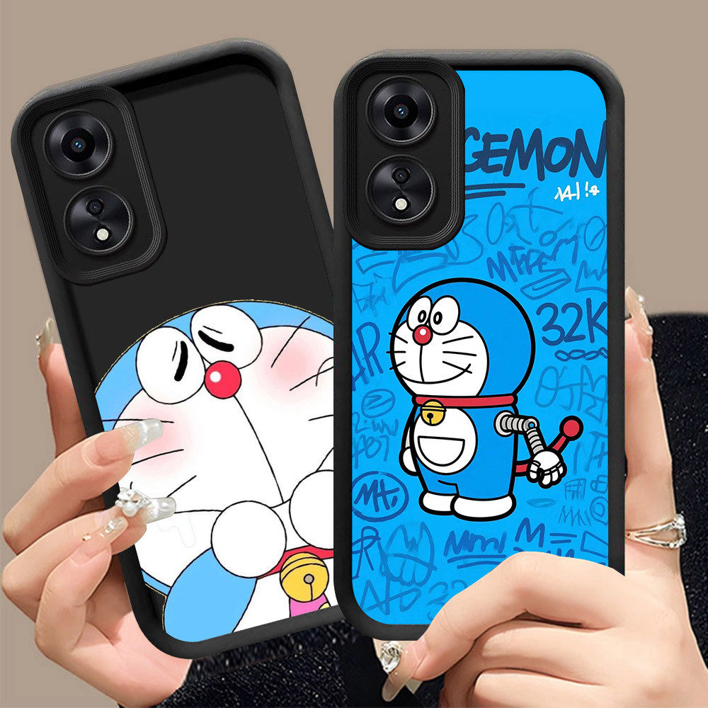 Q-27 Doraemon ขาวดำเคสโทรศัพท์หรับ OPPO Reno 8T A2X A1X A98 A1 A60 F23 Pro 5G ปกสีชมพู