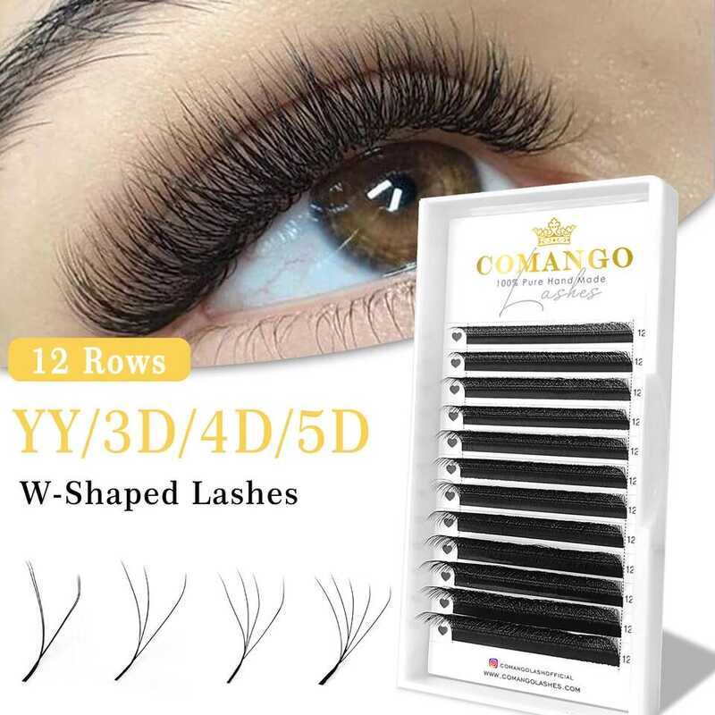 CoMango W ขนตาปลอมต่อแบบอัตโนมัติ 2d/3d/4d/5d/6d/8d W ขนตาปลอม 0.07 CD แบบพัดสำเร็จรูป ขนตาแบบเส้นต่