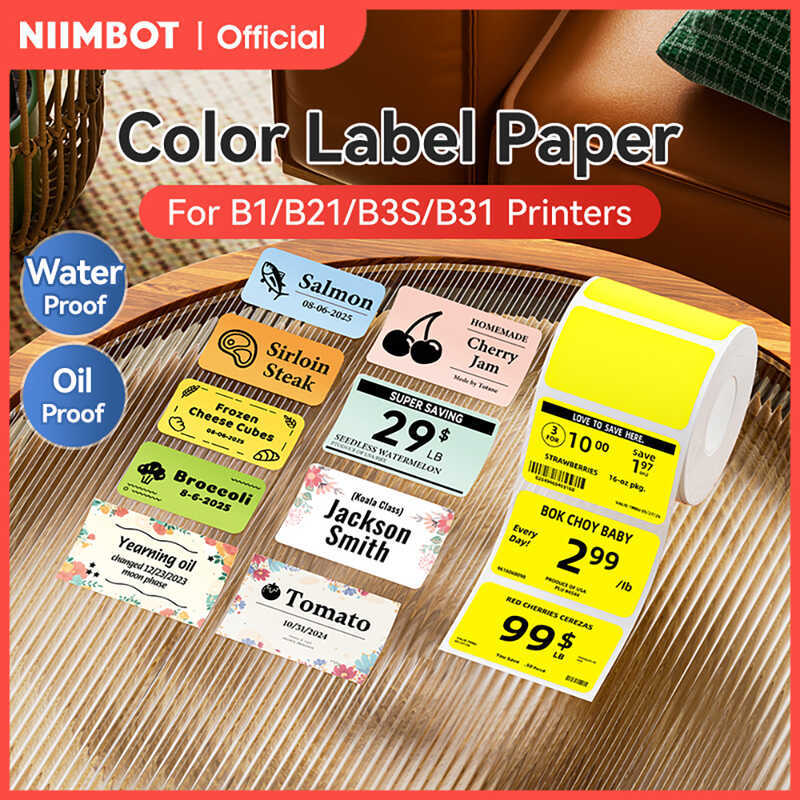 2 ม้วน NIIMBOT ป้ายสีความร้อนสติกเกอร์ติดด้วยตนเอง DIY ชื่อราคาแท็กกระดาษธุรกิจใช้ในบ้านสําหรับ B1 B