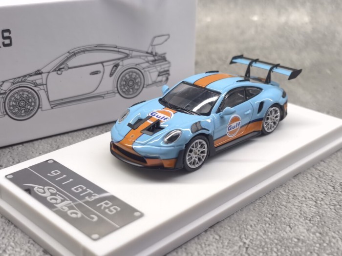 MJ MODEL 1/64 Porsche 911 GT3RS Ice Blue/Plating Color Alloy Car MODEL Ready Stock
