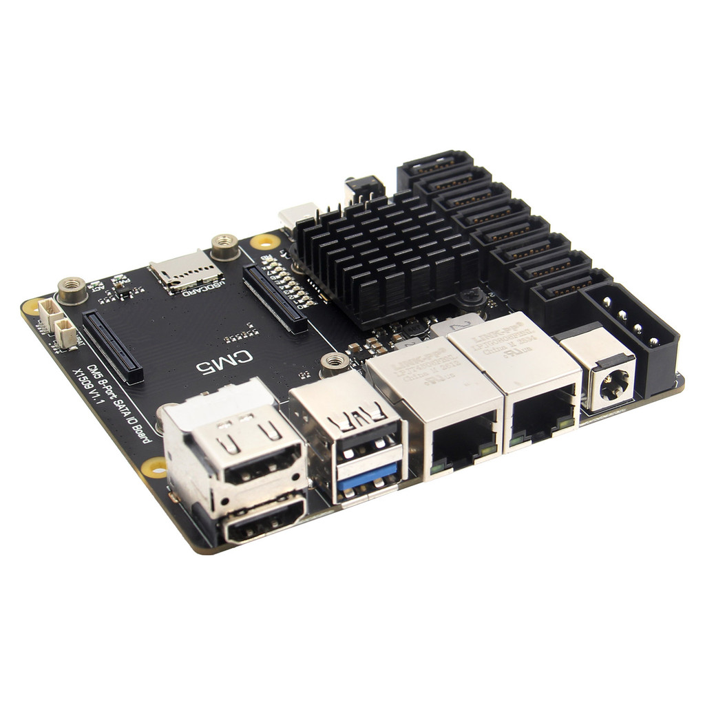 Geekworm X1509 PCIe 3.0 ถึง 8-Port SATA NAS Carrier Board สําหรับ Raspberry Pi Compute Module 5 (CM5