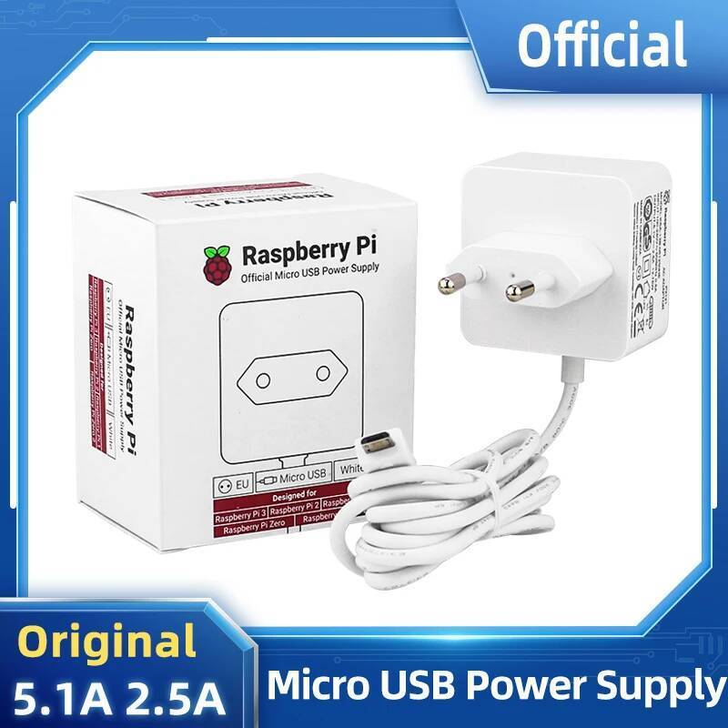 Raspberry Pi 12.5W Power Supply 5.1V 2.5A Micro USB Power Adapter 18AWG สําหรับ Raspberry Pi 3B + 3B