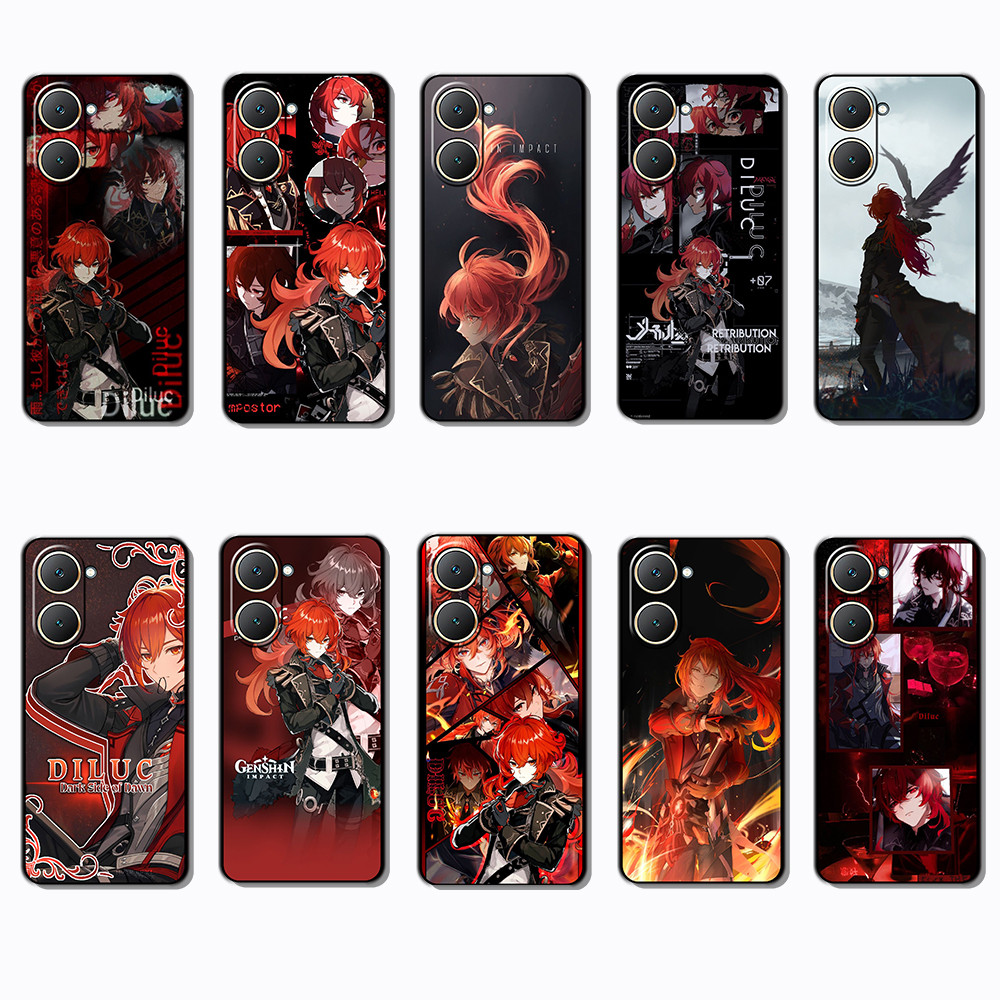 เคสโทรศัพท์สีดํานุ่มสําหรับ Vivo Y03 Y30T Y18 Y18S Y18E T3 Z9 lite Y37M Diluc caseg
