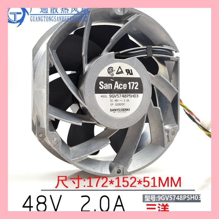 Original Sanyo 17251 17CM 48V 2.0A 9GV5748P5H03 พัดลมระบายความร้อนแบบรุนแรงปริมาณอากาศขนาดใหญ่