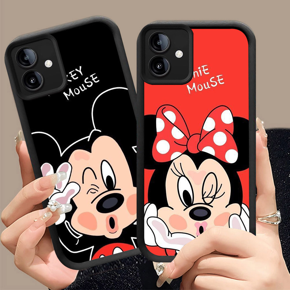 Q-15 Mic_key ขาวดำเคสโทรศัพท์หรับ VIVO IQOO U5 Y75 Y02A U5E Y02T Y02 Z6 5G ปกสีชมพู