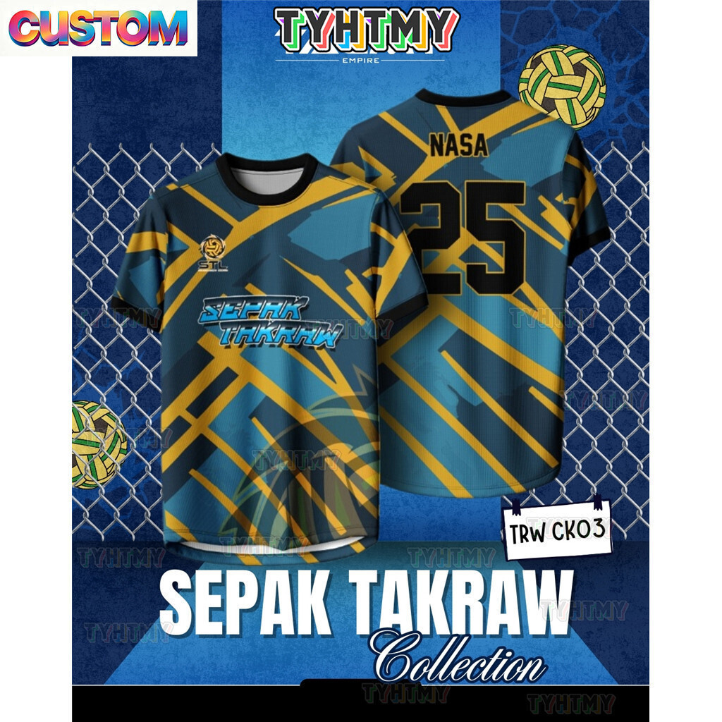ฟรีที่กําหนดเอง2026การออกแบบใหม่รอบคอUnisex Jersey Sepakตะกร้อJerseyที่กําหนดเองชื่อBaju STL Lelakiค