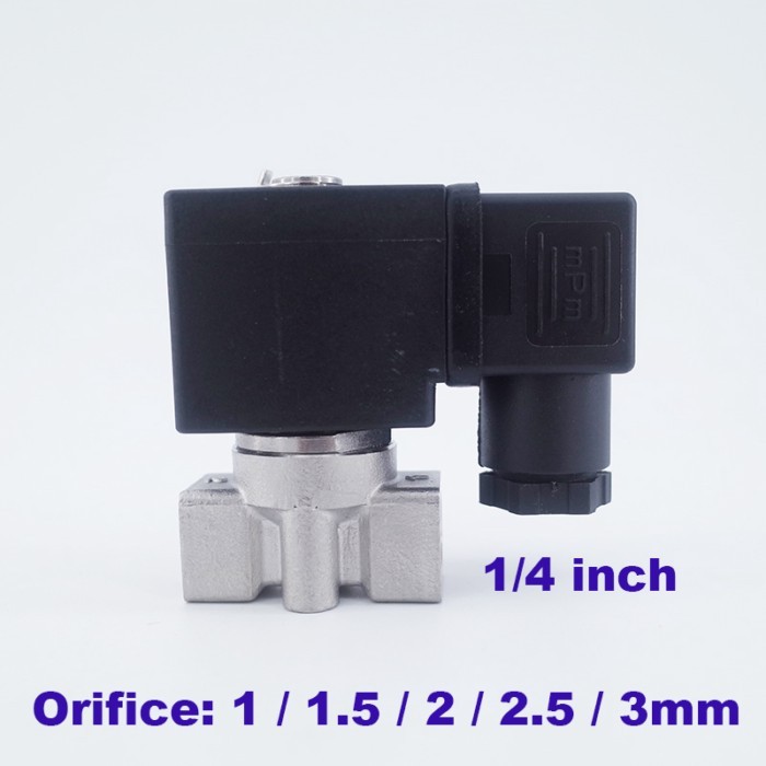 GOGO 0-40bar/20bar/15bar/10bar/7bar 2 way SS304 solenoid valve DC24V 1/4" BSP Orifice 1/1.5/2/2.5/3
