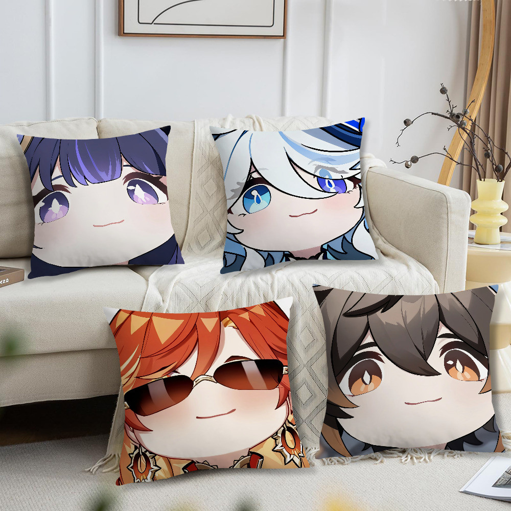 Genshin Impact น่ารักรุ่น Q Mavuika สําหรับห้องนอนรถร้านกาแฟห้องนุ่มและห้องนั่งเล่นโซฟาตกแต่งหมอนกรณ