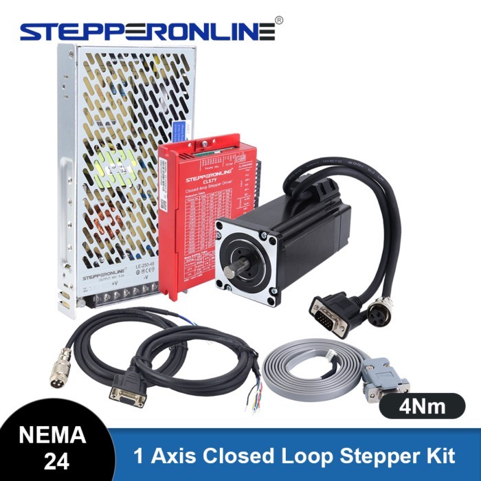 STEPPERONLINE 1 Axis 4Nm Nema 24 Closed Loop Stepper Motor 5A with Nema24 Hybrid Servo Driver CL57Y