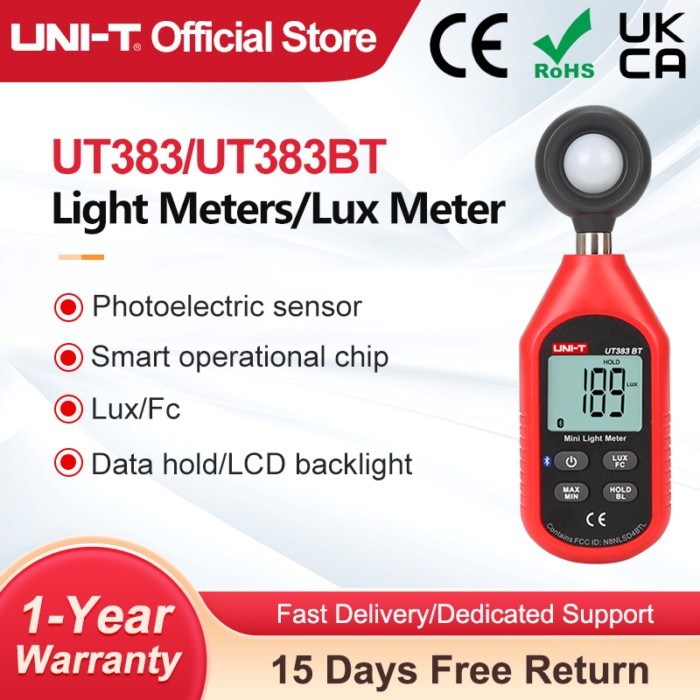 UNI-T Digital Light Meter Luxometer UT383BT UT383 0~199,900 Lux Meter Photographic Illuminance Mete