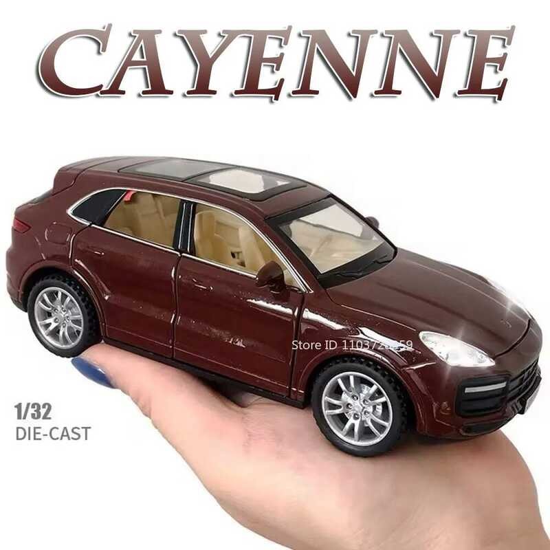 C 1:32 Cayenne Panamera Miniature Model Alloy Die Sound Light Door Opened Pull Back Ornament Vehicl