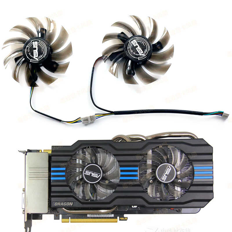 Asus GTX650TI 660Ti GTX750 GTX760 GTX770 R7260 กราฟิกการ์ดพัดลมคู่
