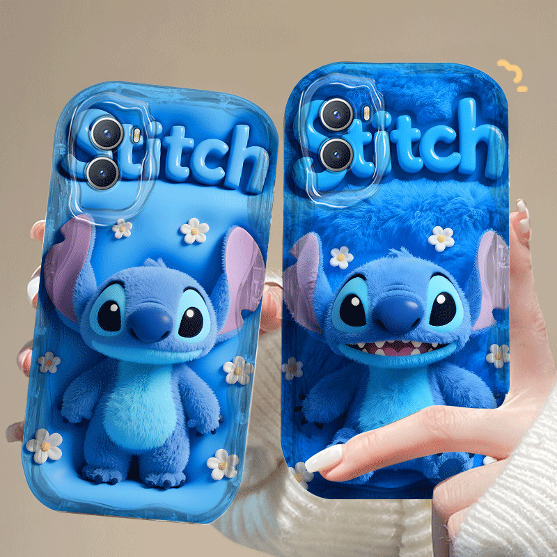 ปลอกสําหรับOPPO A57 A77S A76 A36 A77 A74 A95 Narzo 50 45Gแฟชั่นหรูหราน่ารักStitchการ์ตูน 2Dซิลิโคนอ่