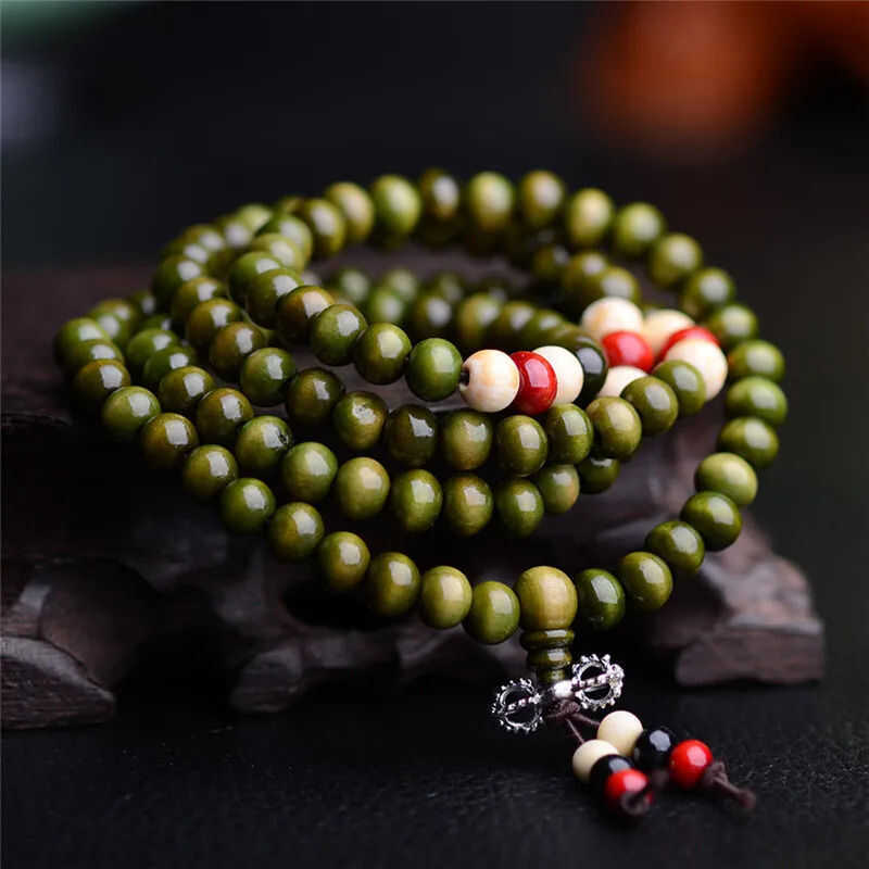 C Prayer Beads Mala 108 Beads Bracelets 8Mm Natural Sandalwood Buddhist Buddha Rosary Beads Unisex