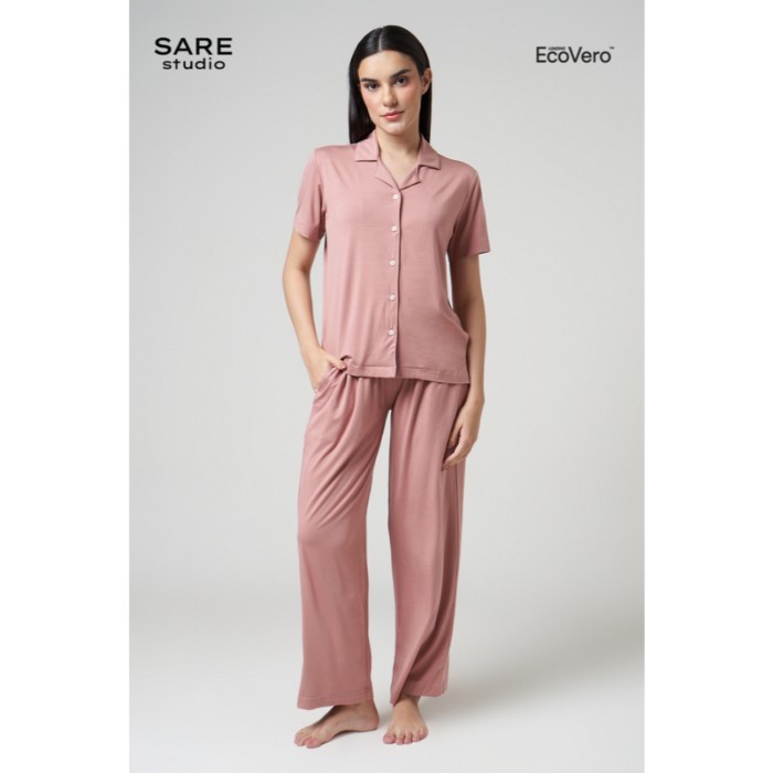 Ecovero ชุดนอนสตรีแขนสั้น | SARE Studio Pajamas SUBI เซตบลัช