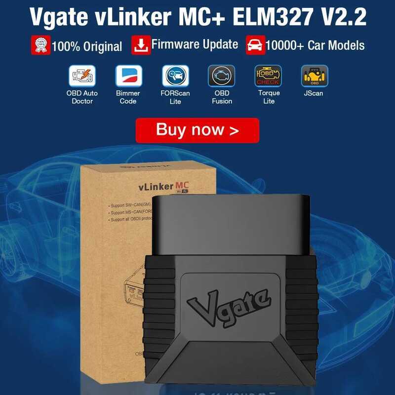 เครื่องสแกน BT OBD2 Vgate vLinker MC+ BLE ELM327 สำหรับ Android/IOS/Windows ELM 327 wifi เครื่องมือส