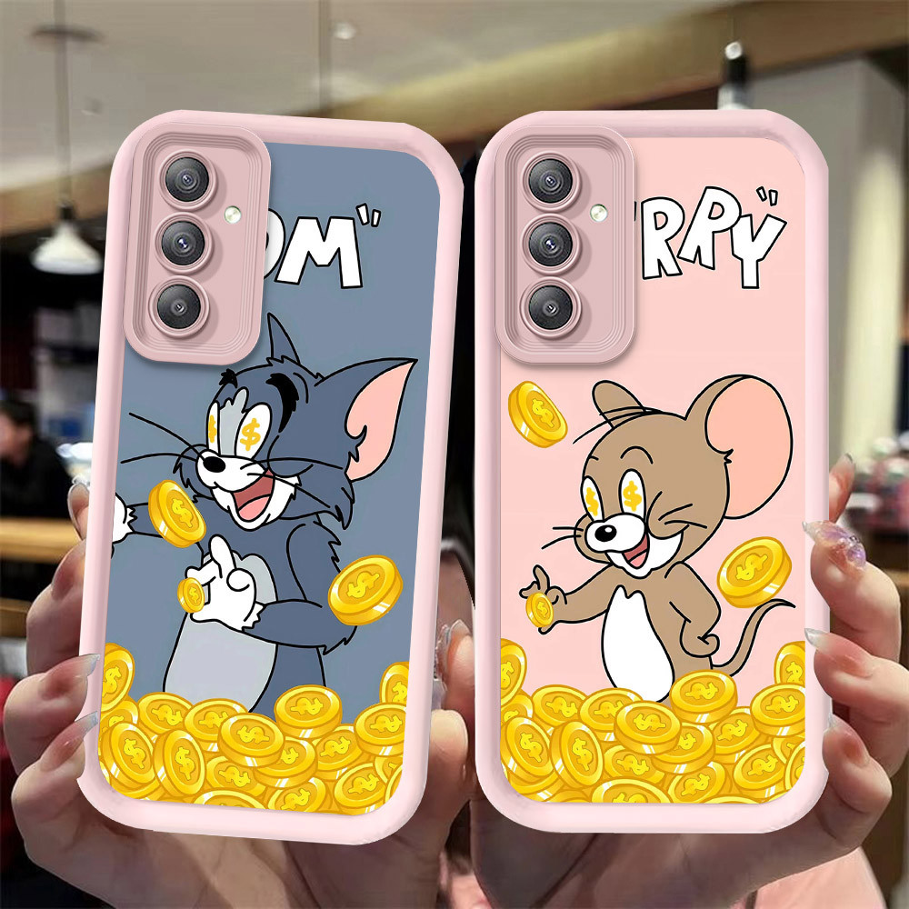 J-27 Cat gold Mouse ดำขาวชมพูเคสโทรศัพท์หรับ Samsung A36 A54 A55 A56 A37 A16 A35 5G