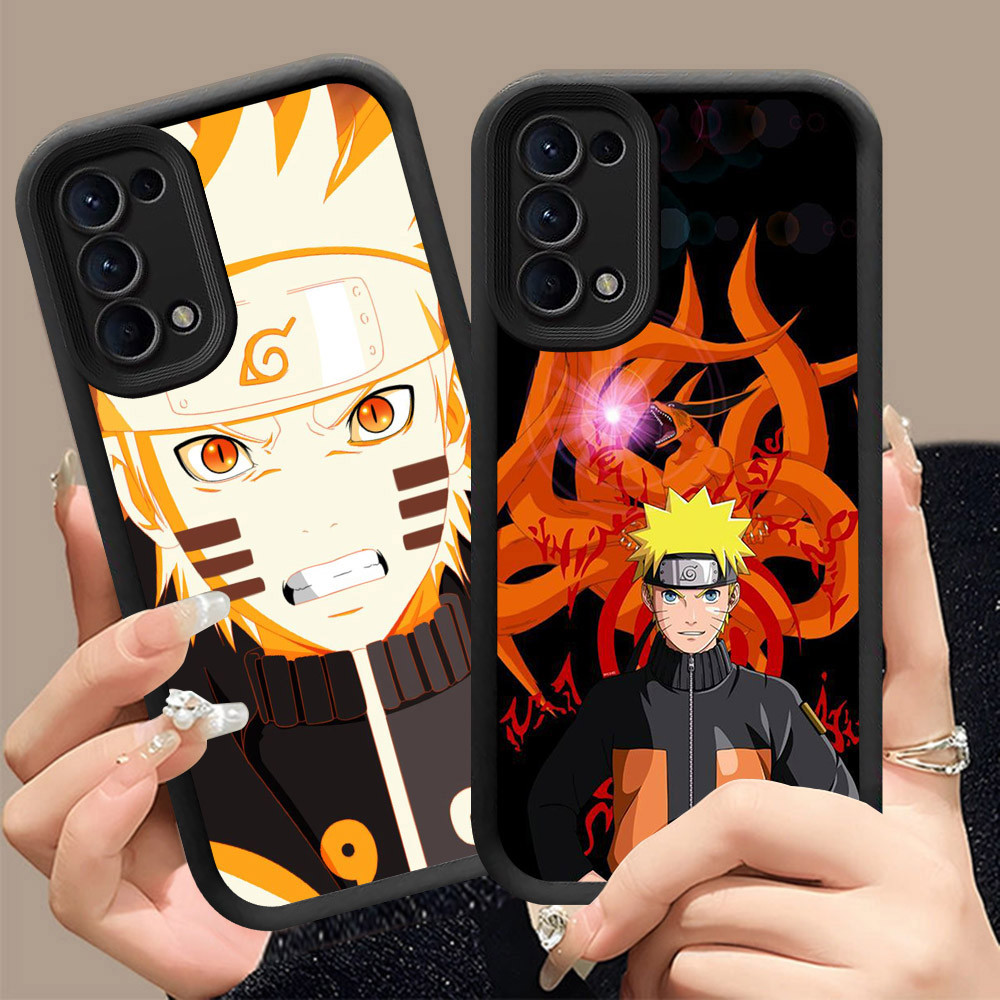 Q-2 Naruto ขาวดำเคสโทรศัพท์หรับ OPPO F19S A55 F19 A52 A72 A92 Pro ปกสีชมพู