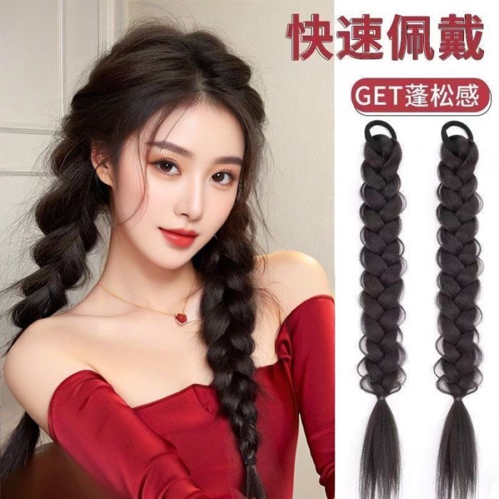 หางม้า Braids ผู้หญิง Twist Braids Double Ponytail Braids Laced-Up สกปรก Braids ธรรมชาติทุกวันหางม้า