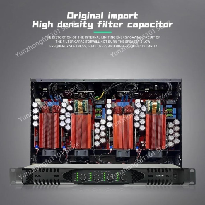 Digital Amplifier 4 * 2000W 4-Channel Amplifier Stereo System Professional Audio Class D Amplifier