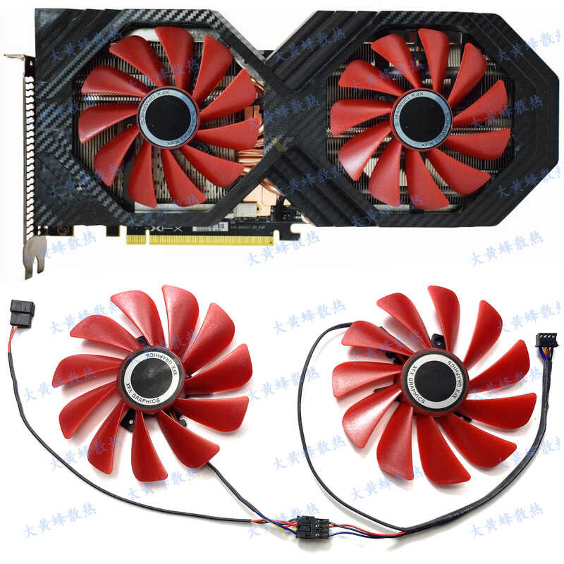 ฉากข้อความ RX Vega56/RX Vega64 รุ่นไม่พอง RX580 590 พัดลมหมาป่าสีดํา FDC10U12S9-C