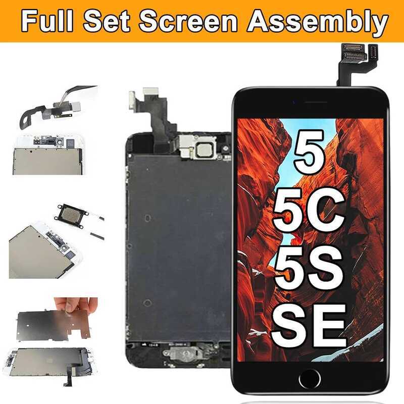 หน้าจอหมายเลข 1 สำหรับ iPhone 5 5S 5C SE 2016 ชุดจอ LCD พร้อมทัชสกรีนสำหรับเปลี่ยน ประกอบด้วยกล้องหน
