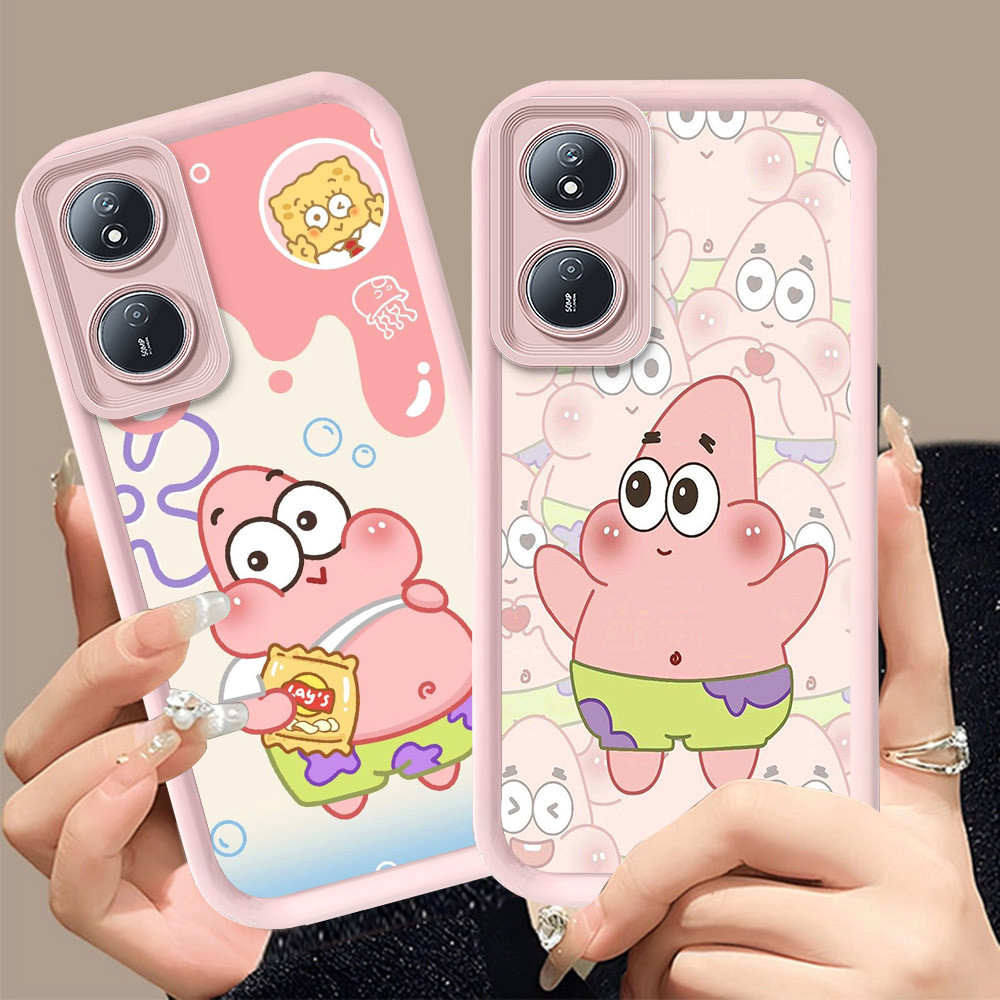 Q-5 SpongeBob ขาวดำเคสโทรศัพท์หรับ OPPO Reno 8T A2X A1X A98 A1 A60 F23 Pro 5G ปกสีชมพู