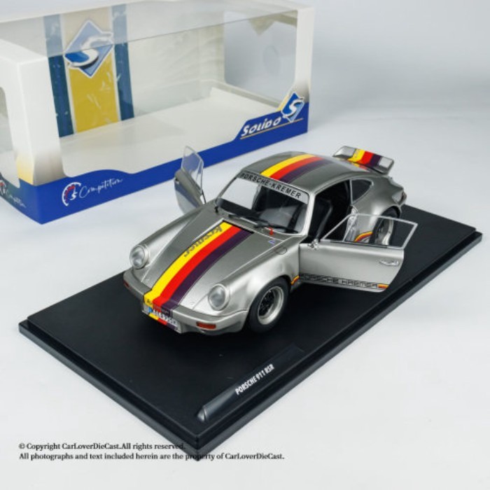 Solido/Solido 1: 18 Porsche 911 RSR KREMER RALLY SILVER Alloy Double Door