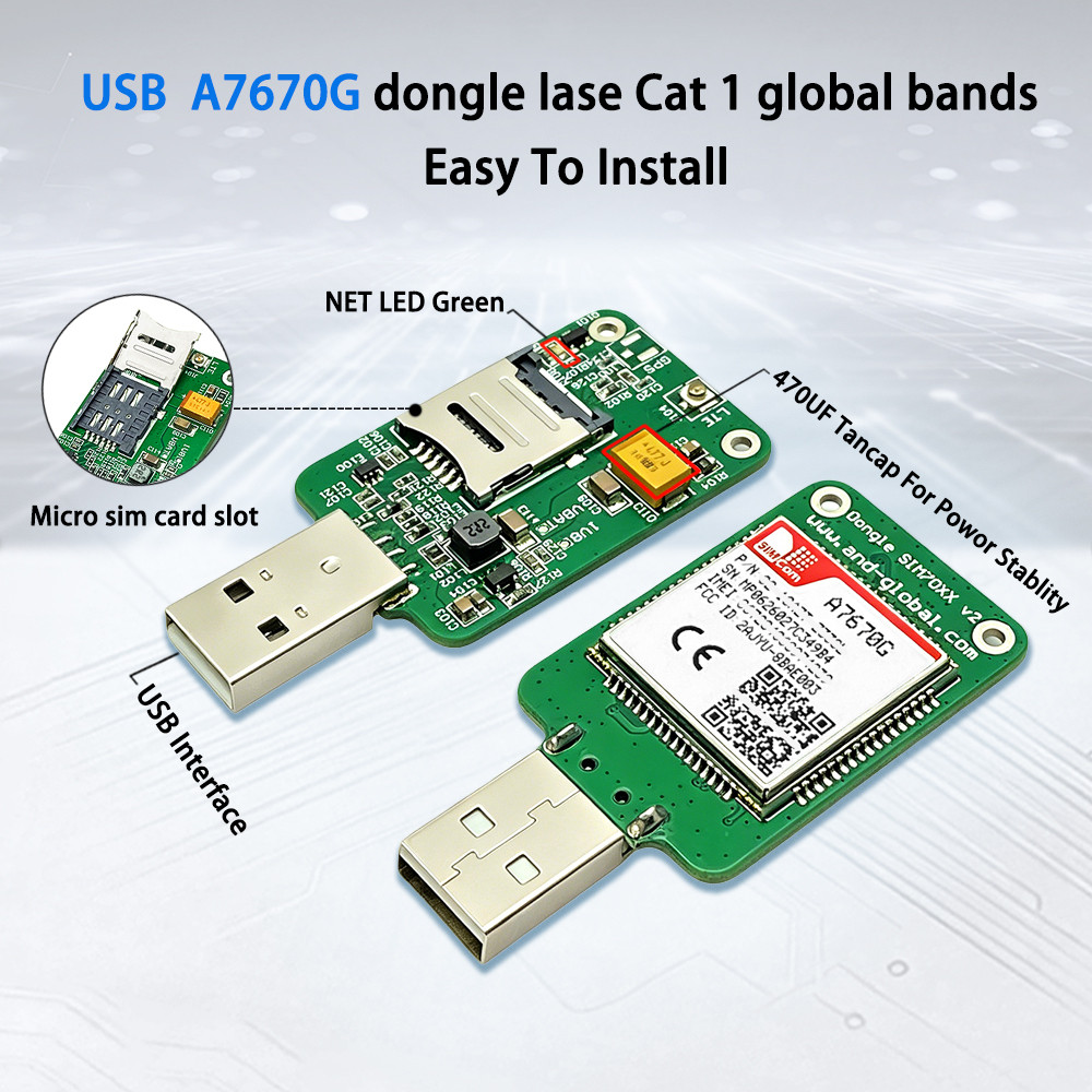 ใหม่ 1 ชิ้นใหม่ USB A7670 A7670G Dongle LTE Cat 1 Global Bands