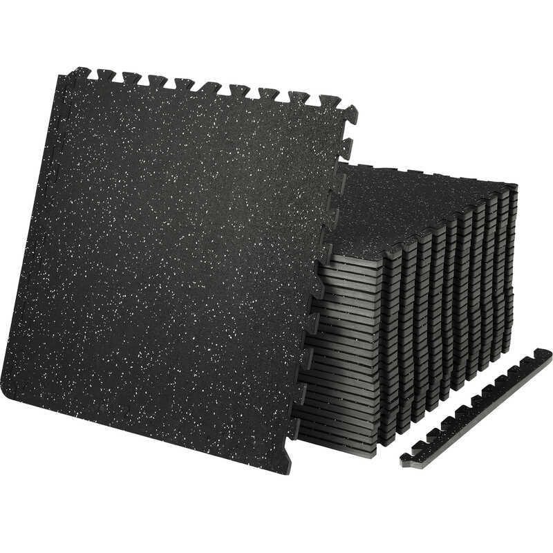 12/6 PCS 1/2 in Thick Gym EVA Foam & Rubber Top Interlocking Workout Floor Waterproof Exercise Mats