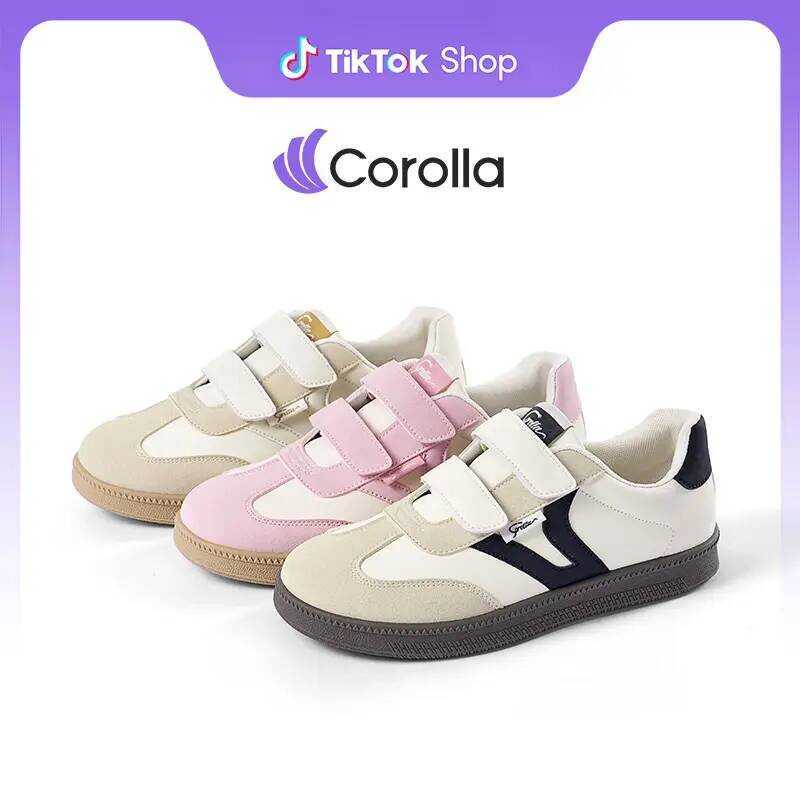 Corolla Velcro Two Shoes รุ่นใหม่ สไตล์เกาหลี พื้นนุ่มใส่สบาย รองเท้าผ้าใบตีนตุ๊กแก ไม่ต้องผูกเ