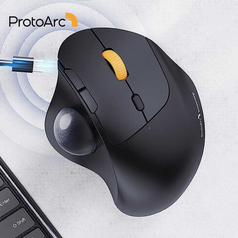 less Trackball 2.4g Ergonomic Rollerball e Rechargeable Bluetooth Computer Mice 3 Device Connection