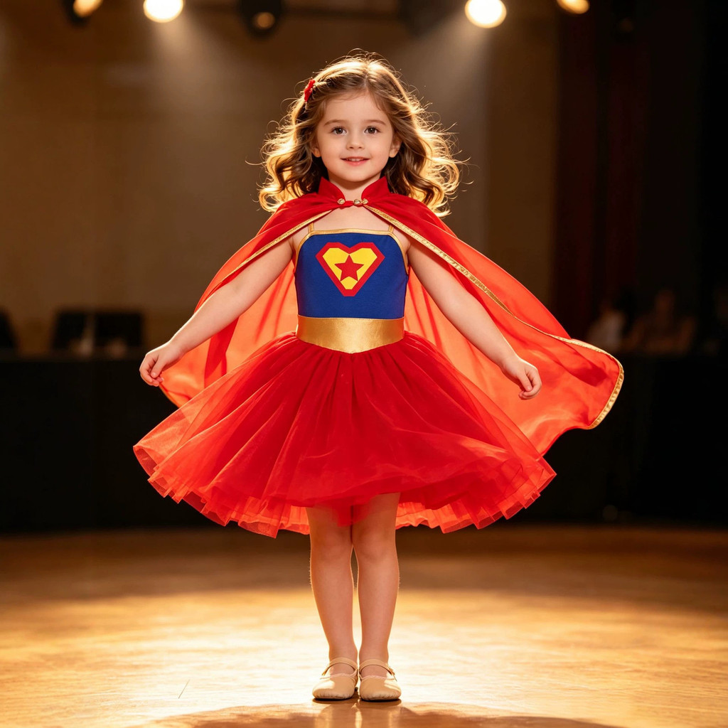 หญิง Red Cape Superman ชุดเด็กคอสเพลย์ Wonder Woman Stage Performance Strap