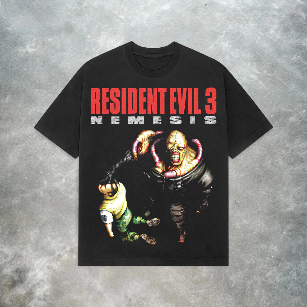 Resident Evil 3 Nemesis เสื้อยืดฤดูร้อนผู้ชาย Jill Valentine Classic Horror Gaming Graphic แขนสั้น S