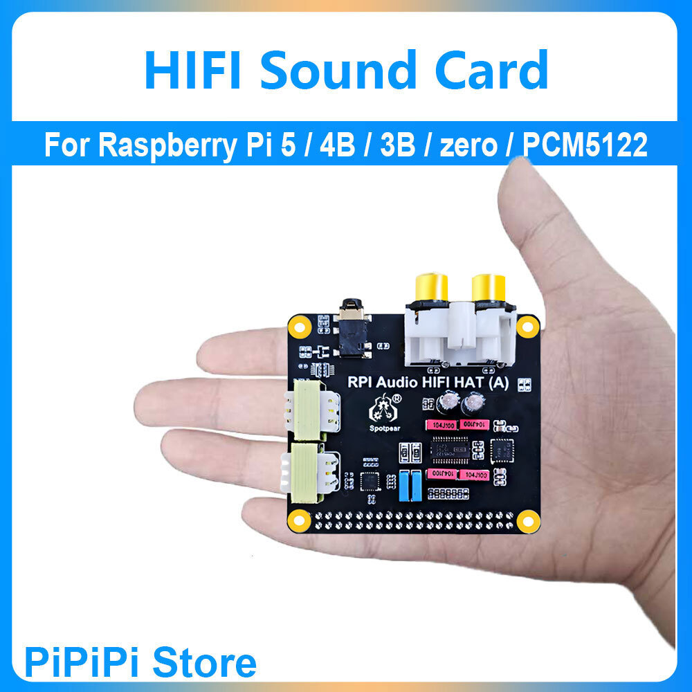 Raspberry Pi5 HIFI DAC การ์ดเสียงโมดูล PCM5122 I2S ติดตั้งบน Raspberry PI 40GPIO อินเทอร์เฟซสําหรับ 