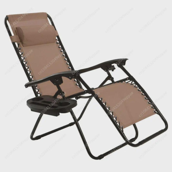 Outdoor Beach Patio 2X Zero Gravity Lounge Chairs Folding Recliner Holder Tray